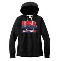 Basketball 2024 Usa Patriotic Sports Lover American B Ball Women's Fleece Hoodie