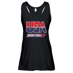 Basketball 2024 Usa Patriotic Sports Lover American B Ball Ladies Essential Flowy Tank