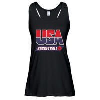 Basketball 2024 Usa Patriotic Sports Lover American B Ball Ladies Essential Flowy Tank