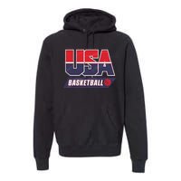 Basketball 2024 Usa Patriotic Sports Lover American B Ball Premium Hoodie