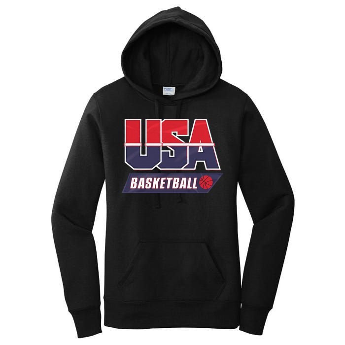 Basketball 2024 Usa Patriotic Sports Lover American B Ball Women's Pullover Hoodie