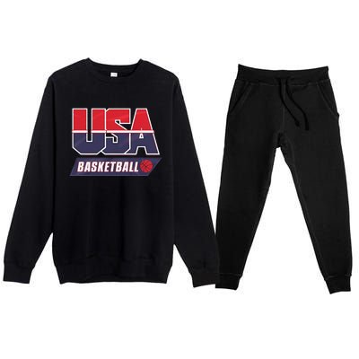 Basketball 2024 Usa Patriotic Sports Lover American B Ball Premium Crewneck Sweatsuit Set