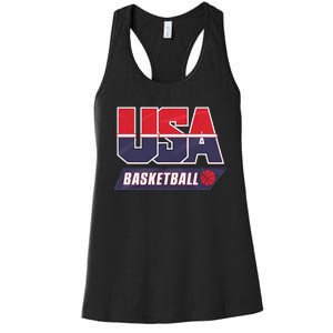 Basketball 2024 Usa Patriotic Sports Lover American B Ball Women's Racerback Tank