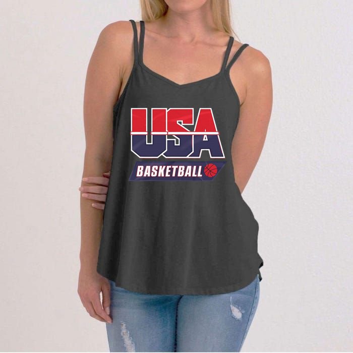 Basketball 2024 Usa Patriotic Sports Lover American B Ball Women's Strappy Tank