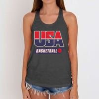 Basketball 2024 Usa Patriotic Sports Lover American B Ball Women's Knotted Racerback Tank