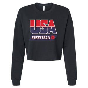 Basketball 2024 Usa Patriotic Sports Lover American B Ball Cropped Pullover Crew