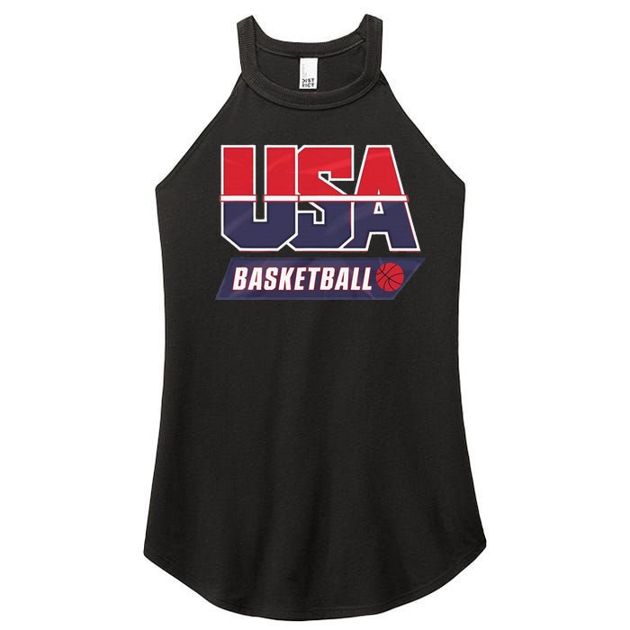 Basketball 2024 Usa Patriotic Sports Lover American B Ball Women's Perfect Tri Rocker Tank