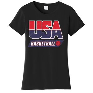 Basketball 2024 Usa Patriotic Sports Lover American B Ball Women's T-Shirt