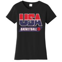 Basketball 2024 Usa Patriotic Sports Lover American B Ball Women's T-Shirt