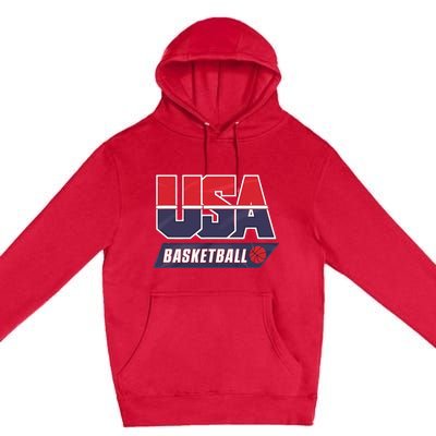 Basketball 2024 Usa Patriotic Sports Lover American B Ball Premium Pullover Hoodie