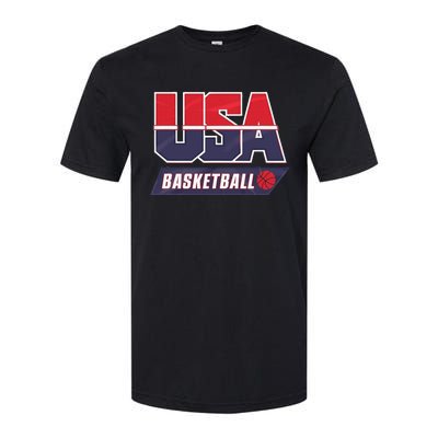 Basketball 2024 Usa Patriotic Sports Lover American B Ball Softstyle CVC T-Shirt