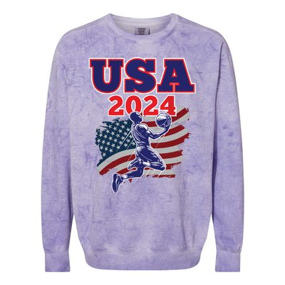 Basketball 2024 Vintage Usa Colorblast Crewneck Sweatshirt