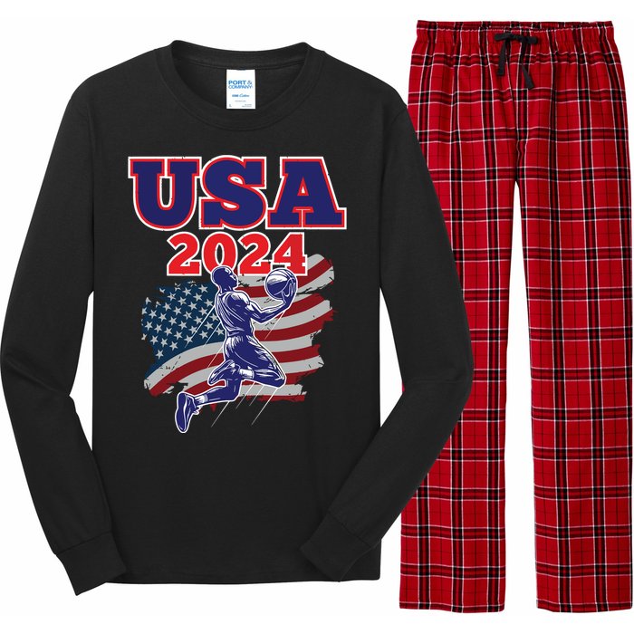 Basketball 2024 Vintage Usa Long Sleeve Pajama Set