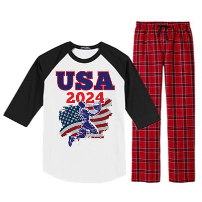 Basketball 2024 Vintage Usa Raglan Sleeve Pajama Set