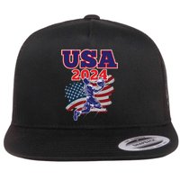 Basketball 2024 Vintage Usa Flat Bill Trucker Hat