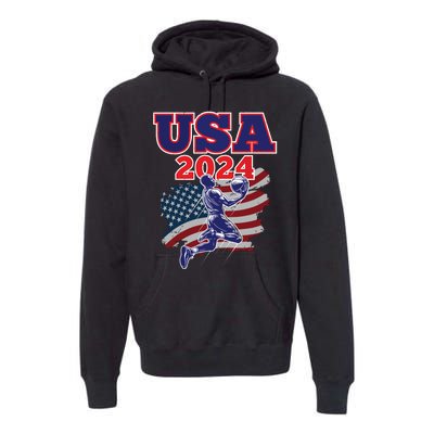 Basketball 2024 Vintage Usa Premium Hoodie