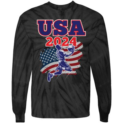 Basketball 2024 Vintage Usa Tie-Dye Long Sleeve Shirt