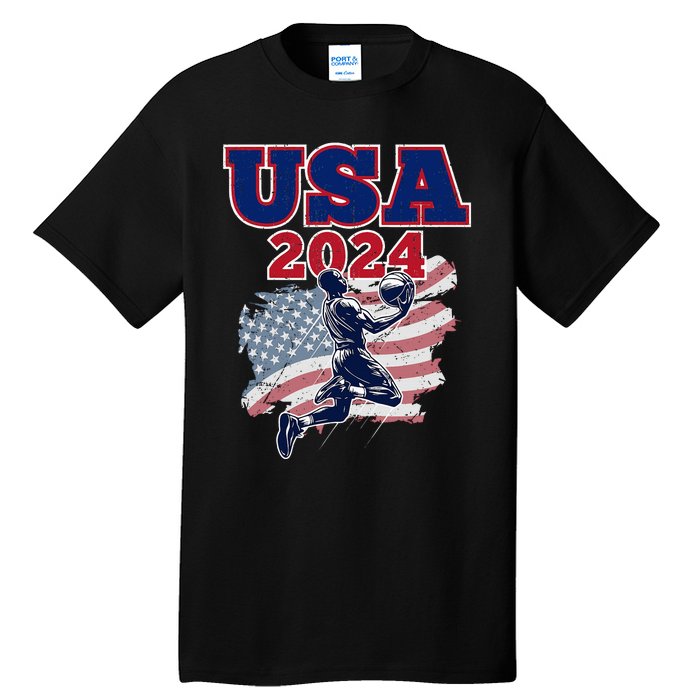 Basketball 2024 Vintage Usa Tall T-Shirt