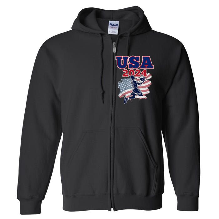 Basketball 2024 Vintage Usa Full Zip Hoodie