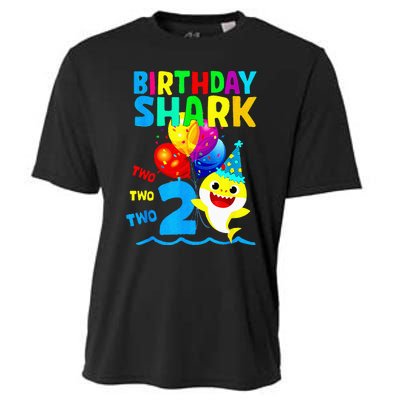 Birthday 2 Years Old Cute Shark 2nd Gift Family Cooling Performance Crew T-Shirt