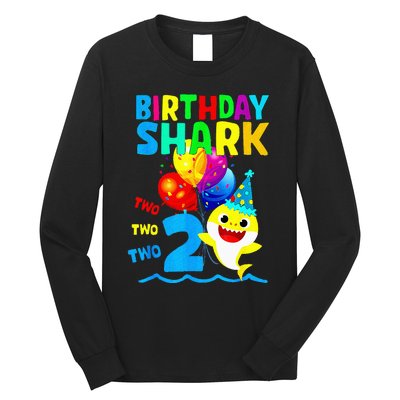 Birthday 2 Years Old Cute Shark 2nd Gift Family Long Sleeve Shirt