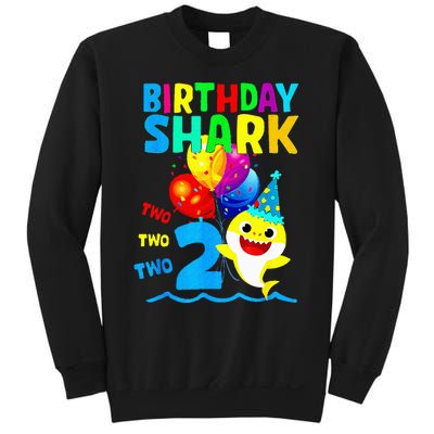 Birthday 2 Years Old Cute Shark 2nd Gift Family Sweatshirt