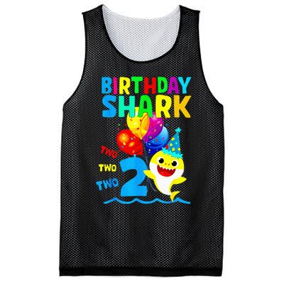 Birthday 2 Years Old Cute Shark 2nd Gift Family Mesh Reversible Basketball Jersey Tank