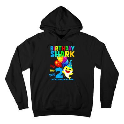 Birthday 2 Years Old Cute Shark 2nd Gift Family Tall Hoodie