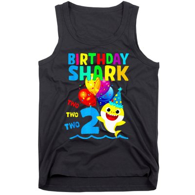 Birthday 2 Years Old Cute Shark 2nd Gift Family Tank Top