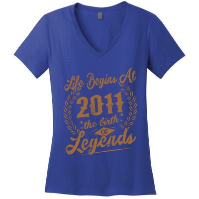 Birthday 365 2011 The Birth Of Legendary Birthday Gift Great Gift Women's V-Neck T-Shirt