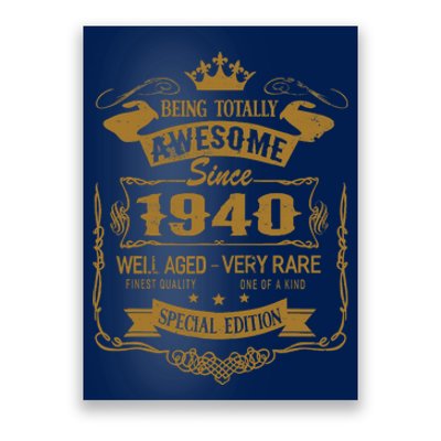 Birthday 365 Being Awesome Since 1940 Vintage Birthday Gifts Poster