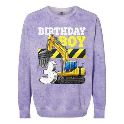 Birthday 3rd Birthday Excavator Construction Vehicle Colorblast Crewneck Sweatshirt