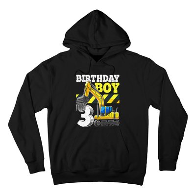 Birthday 3rd Birthday Excavator Construction Vehicle Hoodie