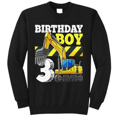 Birthday 3rd Birthday Excavator Construction Vehicle Sweatshirt