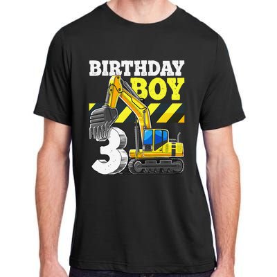 Birthday 3rd Birthday Excavator Construction Vehicle Adult ChromaSoft Performance T-Shirt