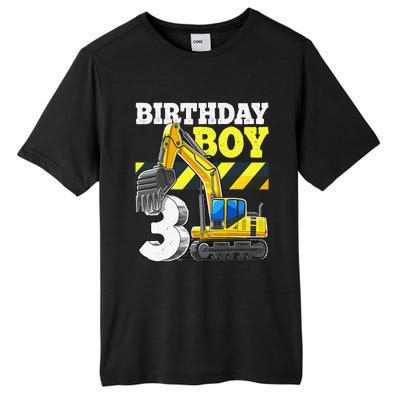 Birthday 3rd Birthday Excavator Construction Vehicle Tall Fusion ChromaSoft Performance T-Shirt