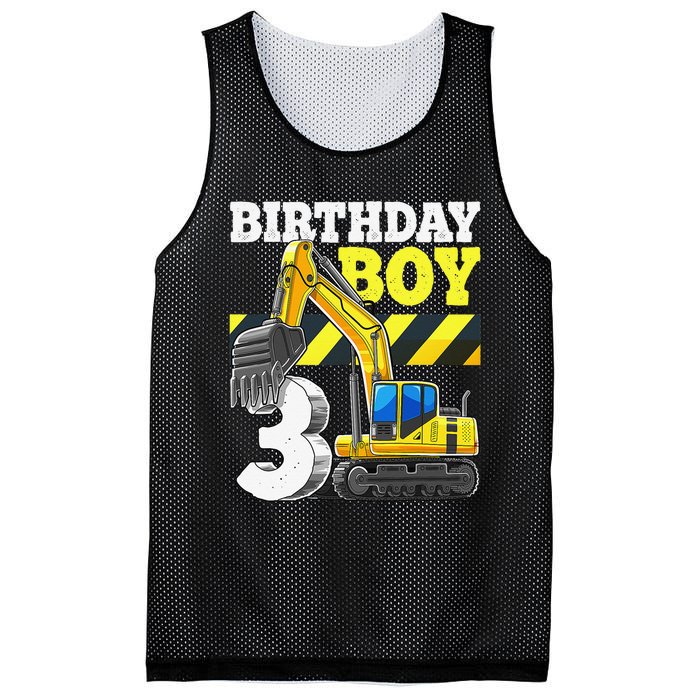 Birthday 3rd Birthday Excavator Construction Vehicle Mesh Reversible Basketball Jersey Tank