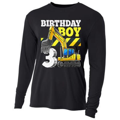 Birthday 3rd Birthday Excavator Construction Vehicle Cooling Performance Long Sleeve Crew