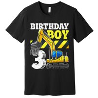 Birthday 3rd Birthday Excavator Construction Vehicle Premium T-Shirt