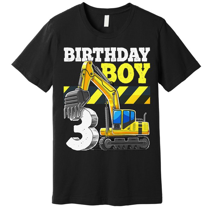 Birthday 3rd Birthday Excavator Construction Vehicle Premium T-Shirt