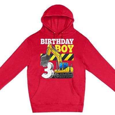 Birthday 3rd Birthday Excavator Construction Vehicle Premium Pullover Hoodie