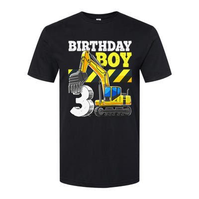 Birthday 3rd Birthday Excavator Construction Vehicle Softstyle® CVC T-Shirt