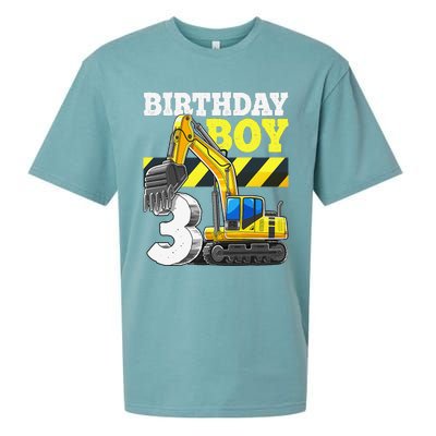 Birthday 3rd Birthday Excavator Construction Vehicle Sueded Cloud Jersey T-Shirt