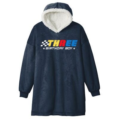 Birthday 3 Three Race Car 3rd Racing Pit Crew Driver Hooded Wearable Blanket