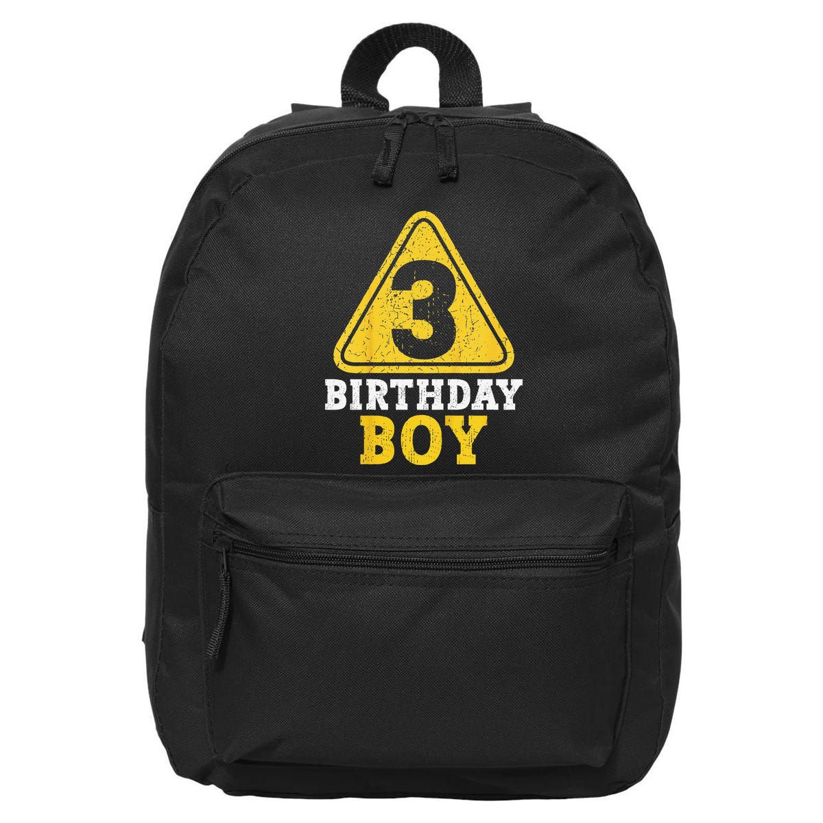 Birthday 3 Three Construction Sign 3rd Birthday (1) 16 in Basic Backpack