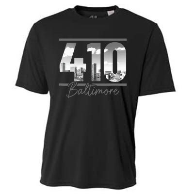 Baltimore 410 Area Code Skyline Maryland Vintage Cooling Performance Crew T-Shirt