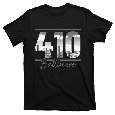 Baltimore 410 Area Code Skyline Maryland Vintage T-Shirt