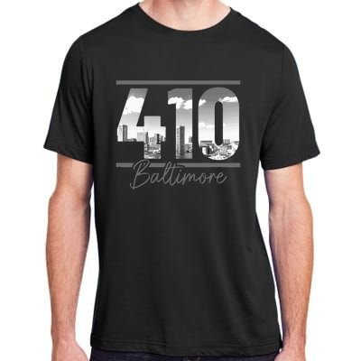 Baltimore 410 Area Code Skyline Maryland Vintage Adult ChromaSoft Performance T-Shirt