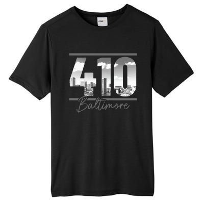 Baltimore 410 Area Code Skyline Maryland Vintage Tall Fusion ChromaSoft Performance T-Shirt