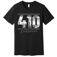 Baltimore 410 Area Code Skyline Maryland Vintage Premium T-Shirt